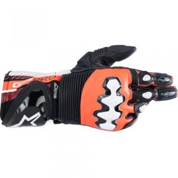 Alpinestars GP Pro R4 Leather Motorcycle Gloves - Black/Red Fluorescent/White