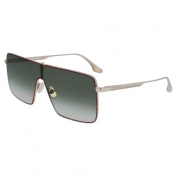 Victoria Beckham VB238S Women's Stylish Gold Metal Full-Rim Sunglasses with Monolens, Yellow Khaki, Size 58 MM