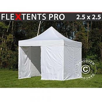 Carpa Plegable Rápida FleXtents PRO 2,5x2,5m Blanca Impermeable con 4 Laterales