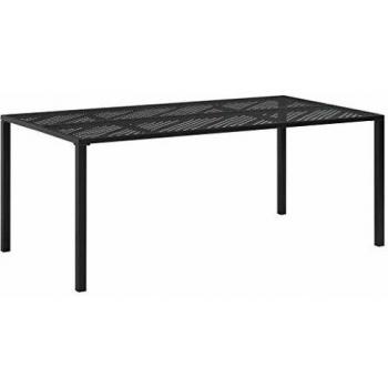 vidaXL Mesa Jardín Acero Rectangular Malla Rejilla Patio Cocina Comedor Negra