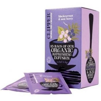 Clipper Organic Blackcurrant and Acai Berry Tea Fairtrade Caffeine-free Teabags Ref A07615 [Pack 25]