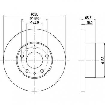 Disco de freno HELLA 8DD 355 104-391 recubierto, diámetro 280mm, grosor 18mm, compatible con FIAT Ducato II y vehículos CITROEN/PEUGEOT