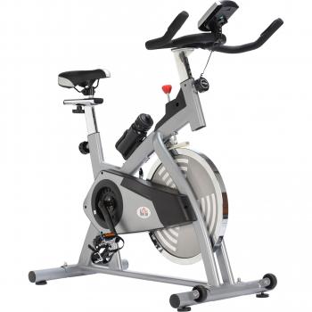 Bicicleta Estática HomCom Plateada con Volante de Inercia de 13kg y Sillín Ajustable