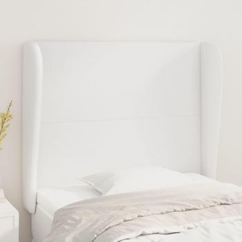 Cabecero de oreja blanco en cuero sintético 93x23x118/128 cm