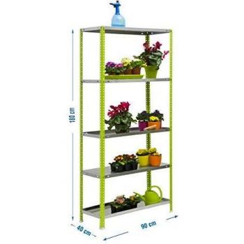 SimonRack Jardinera Vertical Exterior, 1800x900x400 mm, 5 Baldas, Soporta 100 kg de Punto Flexión por balda, Verde/Galva - Simon Garden