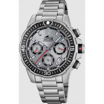 Reloj Lotus Chrono 18977/1 Gris Correa De Acero Inoxidable 316l, Hombre
