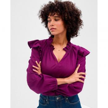 Blusa de manga larga con volante Gap