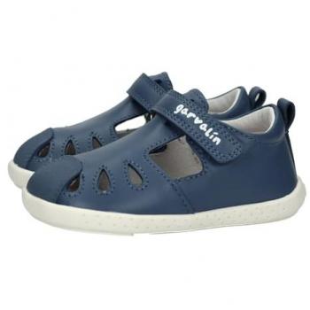 Sandalias Cerradas de Piel para Bebés Garvalín 242323 en Color Petrol y Talla 25 con Cierre Adherente