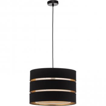 Lámpara colgante Lindby Tsomo, Ø 40 cm, negra, tela, E27
