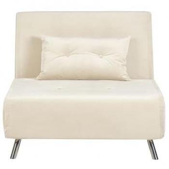 Sofá Cama Individual de Terciopelo Crema Farris con Cojín Plegable