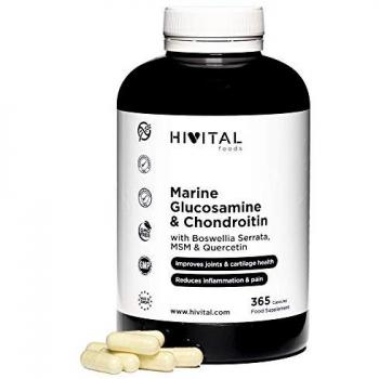 Suplemento de Glucosamina con Condroitina y MSM, Boswellia Serrata y Quercetina - 365 cápsulas - Hivital