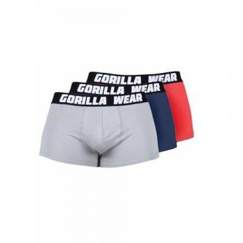 Gorilla Wear Men's Boxer Shorts 3-Pack - Gray / Blue / Red - Size S