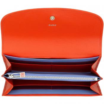 Dudu - Cartera grande de mujer de piel con solapa y multi bolsillos, billetera continental de cuero, color variado, con bolsillos para tarjetas de crédito y cremallera