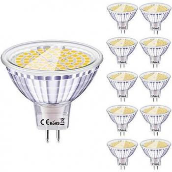 Eofiti Bombilla Gu5.3 LED 12V Blanco Fría 6000K, 6W Bombilla LED MR16 Equivalente a Halogeno 50W Foco GU5.3 Spotlight Luz MR16 540LM Ojo de Buey Ángulo de Haz de 120° No Regulable