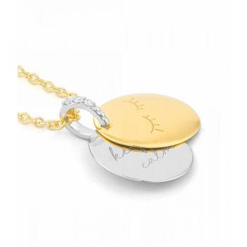 Collar Mujer Plata de Ley 925 Bañado en Oro 18K con Diamante Natural Keep Calm