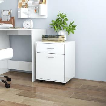 Armario rodante blanco pulido de madera multicapa 45x38x54 cm