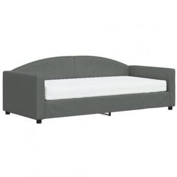 Sofá cama con colchón tela gris oscuro 90x190 cm