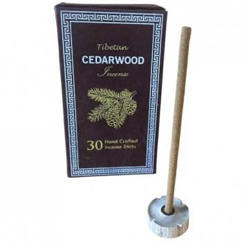 Kit de Incienso Sugandhit Dhoop del Himalaya - Madera de Cedro - 100% Natural - Purificador de Aire y Calmante Espiritual - 30 Barritas con Porta Incienso