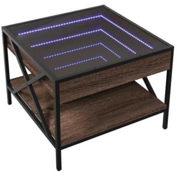 Mesa de centro con Infinity LED marrón roble 50x50x38 cm, mesita de Centro, Mesa Auxiliar, Mesa de salón, mesita, mesita de sofá