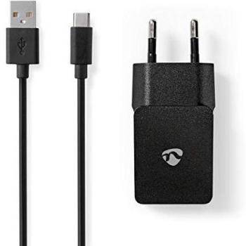 NEDIS - Cargador de red (2,4 A, cable USB-C) Negro.