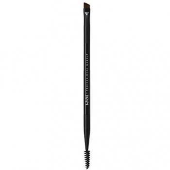 NYX Professional Makeup Pincel de cejas Pro Dual Brow Brush, Dos lados: cepillo espiral y cepillo en ángulo, Fibras sintéticas, Negro