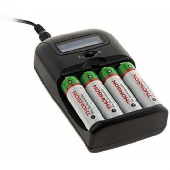 Cargador rápido ecológico para pilas AA y AAA con pantalla retroiluminada - Thomson