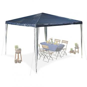 Carpa Gazebo 2,5x3x3 m, Poliéster Impermeable, Estructura de Acero Resistente a Rasgones, Montaje Encajado, Azul Marino y Blanco