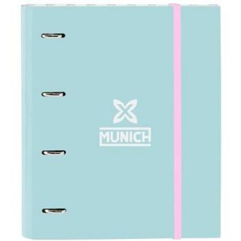 Carpeta 4 Anillas 35mm con Recambio Munich Heaven - Diseño Exclusivo Celeste - Ideal para Uso Diario - Material Duradero - Compatible con Hojas A4