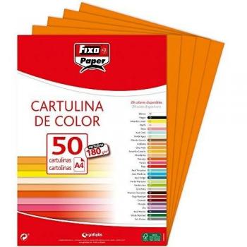 Fixo paper 11110352 z pack de cartulinas z 50 unidades color naranja 180g