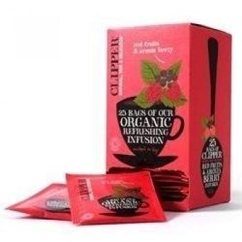 Clipper Organic Red Fruits and Aronia Tea Fairtrade Caffeine-free Teabags Ref A07614 [Pack 25]