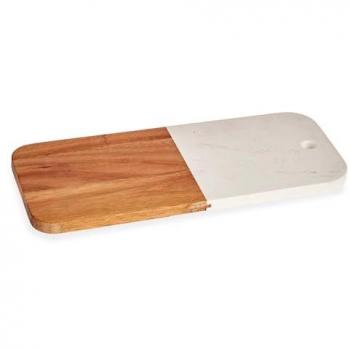 Tabla de Cortar de Mármol y Madera Blanca San Ignacio Kinvara 38x18 cm