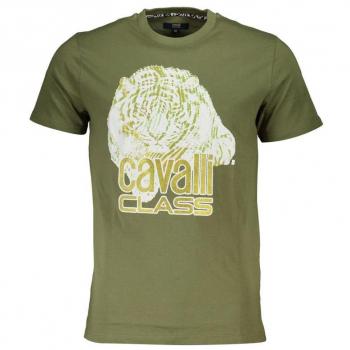 Cavalli Class Green Cotton Logo Print T-Shirt - Size XL