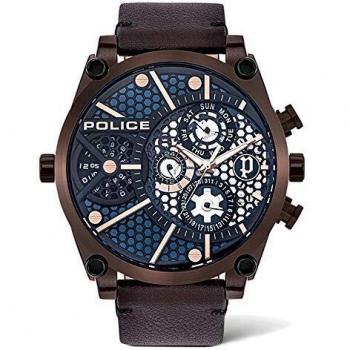 Police Reloj Analógico para Unisex Adultos de Cuarzo con Correa en Cuero PL15381JSBZ.03