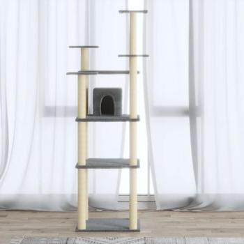Árbol rascador para gatos con postes de sisal gris claro 171 cm