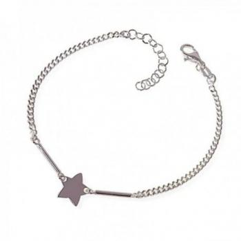 Pulsera Plata Ley 925m Mujer 16cm Barbada 2mm Estrella 10mm