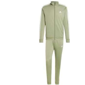Adidas Basic 3-Stripes Knitted Tracksuit for Men, Size L, Olive Green