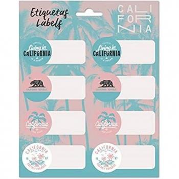 Etiquetas adhesivas California - Etiquetas para libros / Pegatinas nombre libros - Vuelta al cole material escolar