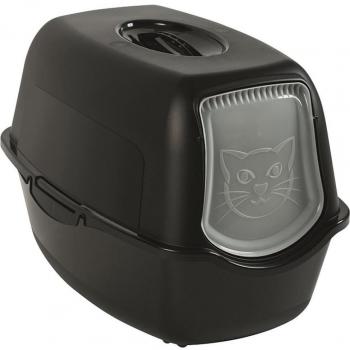 Arenero Cerrado Rotho MyPet Eco BAILEY para Gatos - Negro, Ecológico de Plástico Reciclado, Sostenible, con Filtro de Carbón Activo Antiolores, Puerta Bat