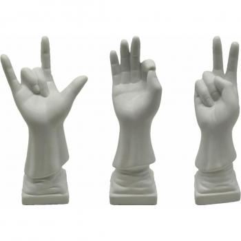 Figura Decorativa DKD Home Decor Mano Blanca 7 x 7 x 25 cm (3 Unidades)