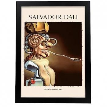 Lámina Poster Retrato Picasso A3 con Marco Negro - Cuadro Decorativo Estético para Salón y Dormitorio