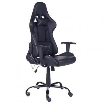 Silla Gaming Ergonomica de Oficina con Luz LED, Piel Sintética Negra, Altura Ajustable y Ruedas - Modelo Gleam