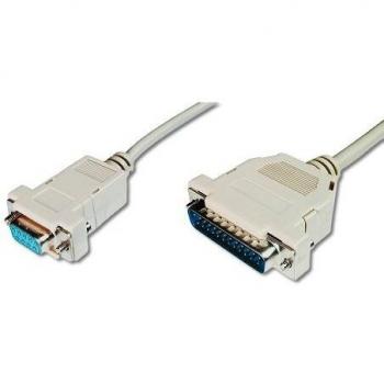 Cable DIGITUS Pralleles Praller - D-Sub 25 a D-Sub 9 - Enchufe a enchufe - Cable de conexión de 3,0 m - Beige