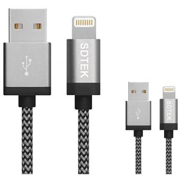 * 2 * SDTEK Lightning a Cable USB nailon trenzado [Apple MFI certificado] Cargador Cable para iPhone X 10, 8, 8 Plus, 7 7 Plus, 6 6s, 6 6s Plus, 5 5c 5S SE, iPad Mini, iPad Air, Pro