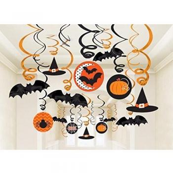 Colgantes de espirales Bruja y murciélagos Halloween Party – Juego de decoración 30 piezas multicolor 13 – 31 cm Talla Única