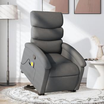 Sillón de masaje reclinable en tela gris oscuro con funciones de masajes y reclinable