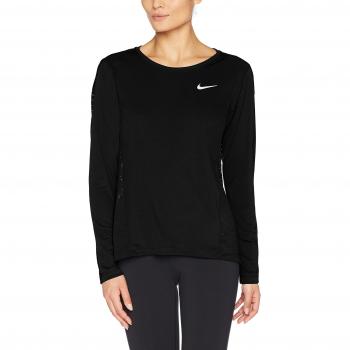 Nike W NK Dry Miler LS Cl, Camiseta de Manga Larga para Mujer, Mujer, W Nk Dry Miler LS Cl, Negro, XS