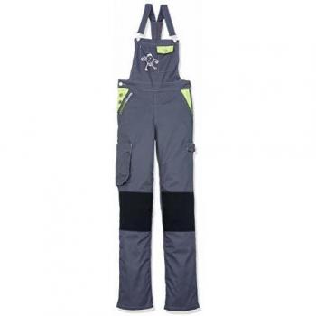Salopette de Trabajo Femenina Confortable Gris/Citron con Refuerzos en Rodillas - Talla XS