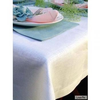 Mantel Emilia de lino. Color blanco. LinenMe 140 x 320 cm.