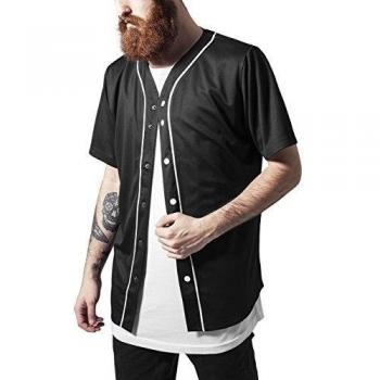 Urban Classics Black and White Baseball Mesh Jersey T-Shirt