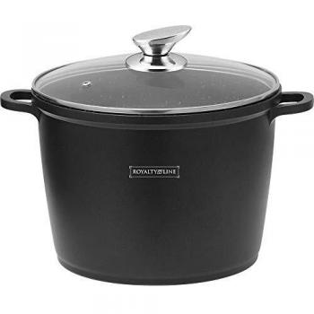 Royalty Line - RL-AD24M - Olla, Cacerola Alta, Aluminio Fundido con Antiadherente, Inducción, 24 cm, Negro